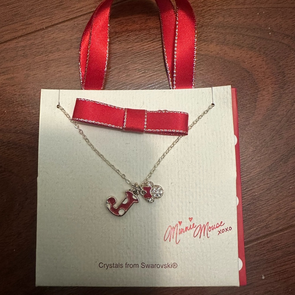 NEW 🎉Minnie Mouse Swarovski Necklace with Red and Gold Accents